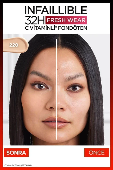 L'OREAL PARİS L'Oréal Paris Infaillible 32H Fresh Wear C Vitaminli Fondöten - 220 Sand - Resim 5