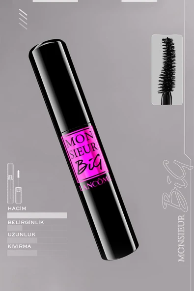 LANCOME Monsieur Big Yüksek Hacim Etkili Siyah Maskara 01 Big İs The New Black 3614271682369 - 2