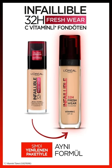 L'OREAL PARİS L'oréal Paris Infaillible 32h Fresh Wear C Vitaminli Fondöten - 130 True Beige - 3