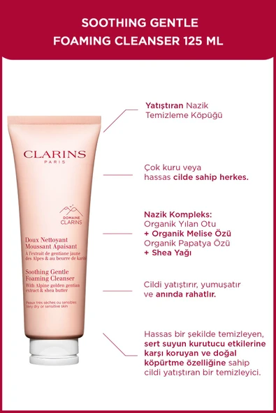 CLARİNS SOOTHING GENTLE FOAMING CLEANSER 125 ML- Kuru Ciltler için Yatıştırıcı ve Nazik Temizleyici