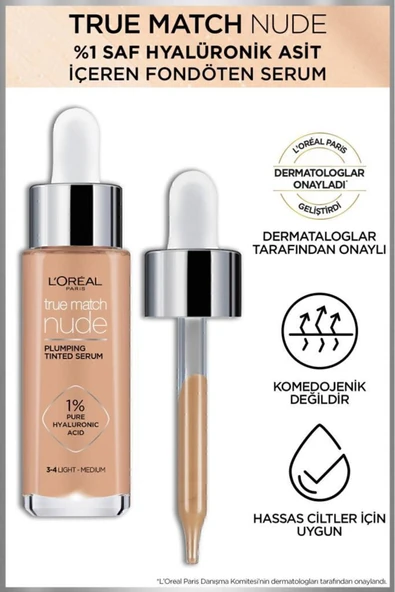 L'OREAL PARİS True Match Nude Serum Fondöten 3 4 Light Medium - 4