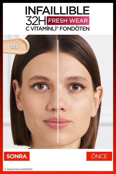 L'OREAL PARİS L'oréal Paris Infaillible 32h Fresh Wear C Vitaminli Fondöten - 125 Natural Beige Kapatıcı - 5