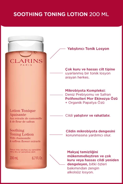 CLARİNS Soothıng Tonıng Lotıon 200ml - Kuru Ve Çok Kuru Ciltler Için Tonik