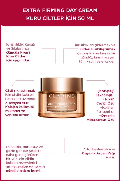 CLARİNS Extra-firming Jour Collagen Technology Kuru Ciltler Krem 50 ml - 1