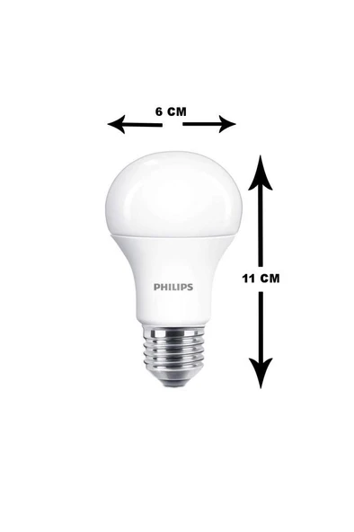 Philips (8W) 60W  Led Ampul Beyaz 6500K E27 (3 Adet) Tasarruflu Led Lamba - 2