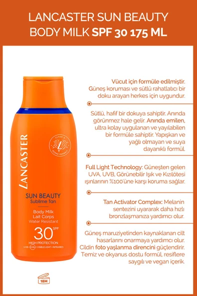 LANCASTER Sun Beauty Sun Body Milk Spf30 175 ml