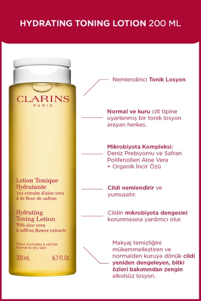 CLARİNS HYDRATING TONING LOTION 200ML - Tüm Cilt Tipleri için Nemlendirici Tonik