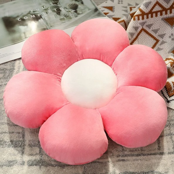 Çiçek Peluş Yastık Minder - Açık Pembe, 30cm