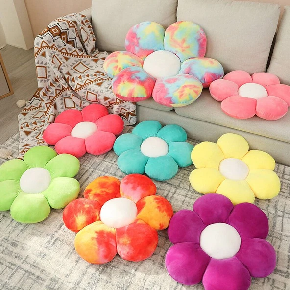 Çiçek Peluş Yastık Minder - Mor, 30cm - 12