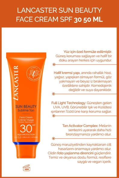 LANCASTER Sun Beauty Yuz Kremi Spf30 50 ml