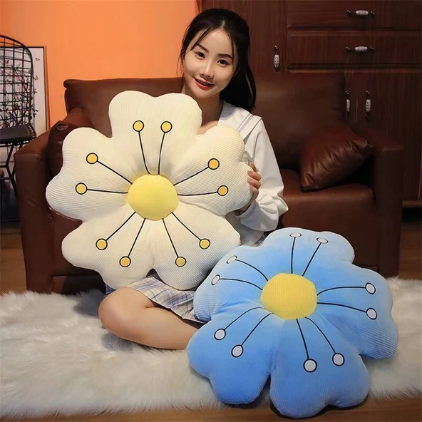 Unutma Beni Çiçeği Peluş Minder - Sarı - 55x55cm - 10