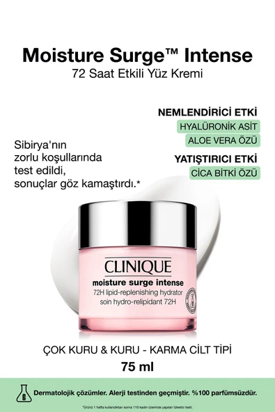 CLİNİQUE Moisture Surge™ Intense 72 Saat Nem Koruma Teknolojili Yoğun Nemlendirici Yüz Kremi 75 ml