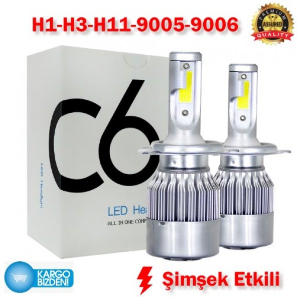 C6 LED XENON FAR SİS AMPÜL ZENON H1-H3-H11-9005-9006 BEYAZ - MAVİ