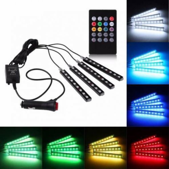 Ayak Altı Kumandalı 9 - 12 Led Sese Müziğe Duyarlı Araç İçi Led