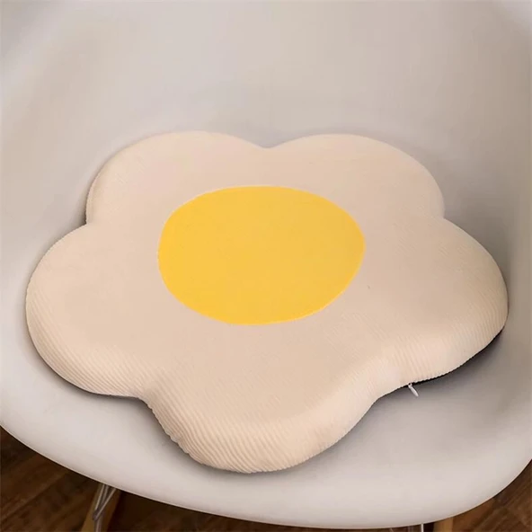 Hafızalı Köpük Çiçek Minder - Sarı Kadife - 50x5 cm - 11