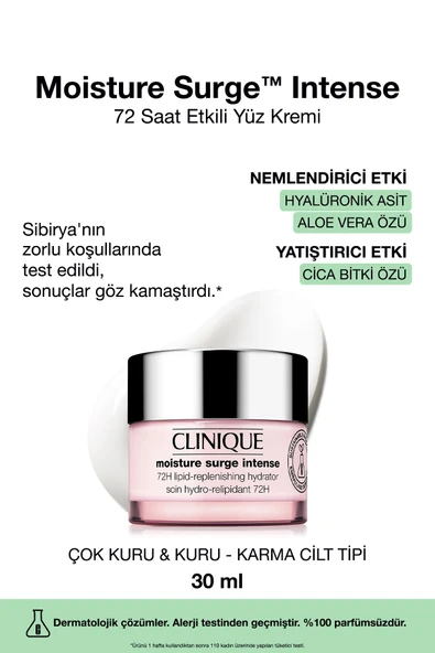 CLİNİQUE Moisture Surge™ Intense 72 Saat Nem Koruma Teknolojili Yoğun Nemlendirici Yüz Kremi 30 ml