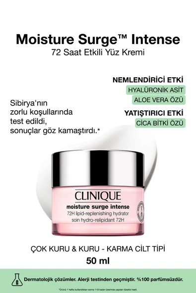 CLİNİQUE Moisture Surge™ Intense 72 Saat Nem Koruma Teknolojili Yoğun Nemlendirici Yüz Kremi 50 ml