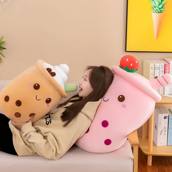 Dondurma Sütlü Çay Bardağı Peluş Yastık - Kahverengi 35cm - 5