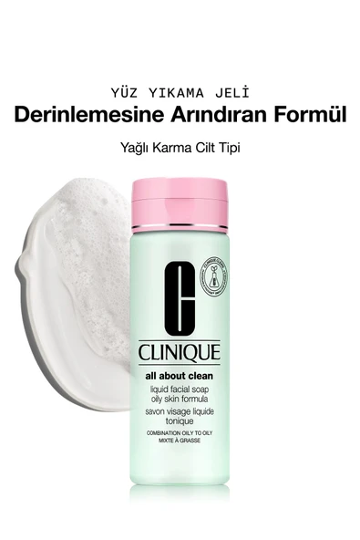 CLİNİQUE All About Clean™ Likit Yüz Temizleme Jeli - Karma/Yağlı Cilt Tipi (Tip3&4) - 200ml ürün görseli 1