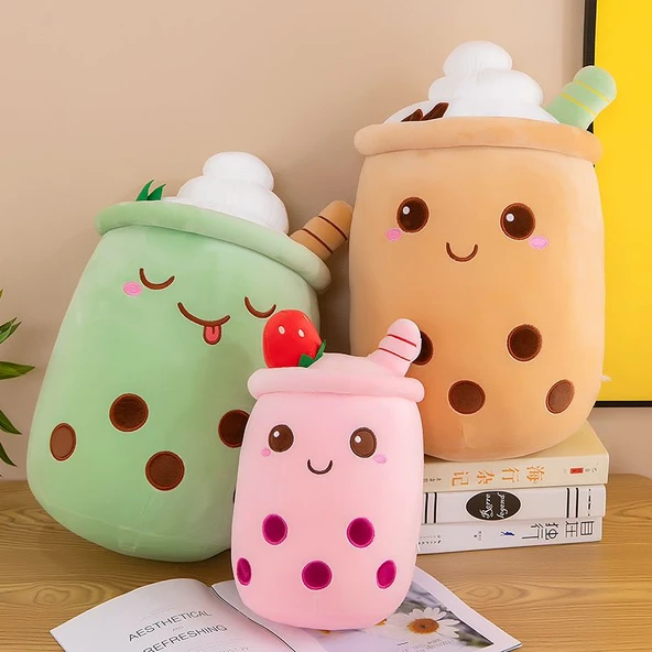 Dondurma Sütlü Çay Bardağı Peluş Yastık - Kahverengi 35cm - 9