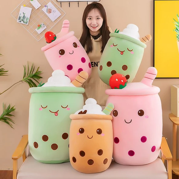 Dondurma Sütlü Çay Bardağı Peluş Yastık - Kahverengi 35cm - 3
