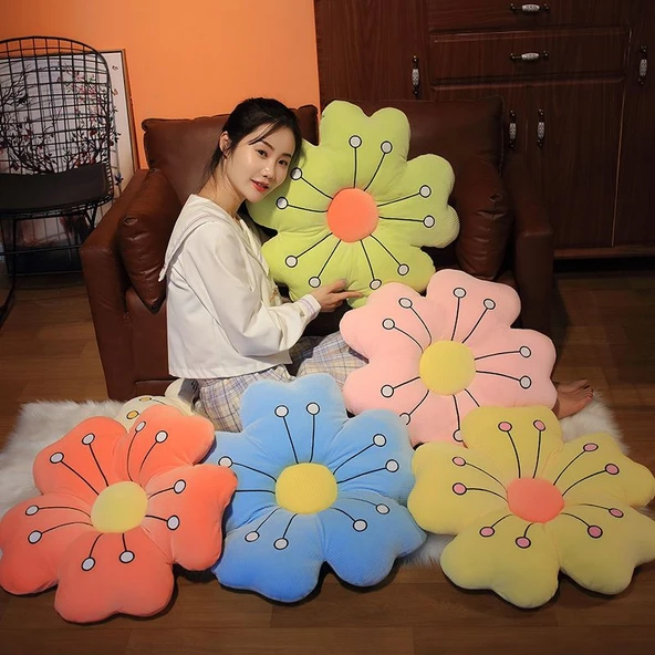 Unutma Beni Çiçeği Peluş Minder - Sarı - 55x55cm - 5