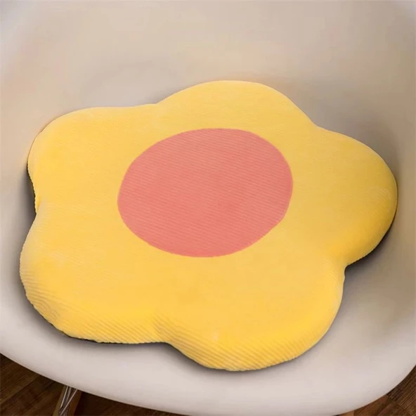 Hafızalı Köpük Çiçek Minder - Pembe Kadife - 50x5 cm - 9
