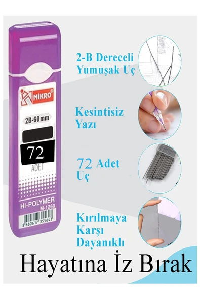 Kalem Ucu 72 li 0.9 mm 2B 3 Paket Çoklu Versatil Kalem Uç Mekanik Uçlu Otomatik Kurşun Mikro Kalem Ucu 60 mm Yumuşak - 2