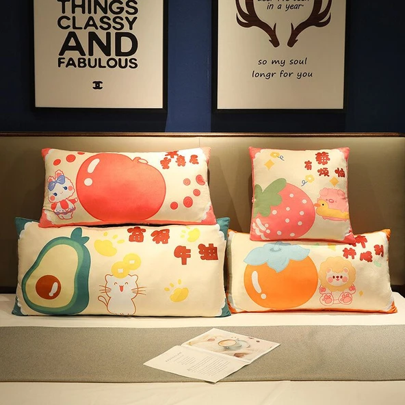 Meyve Desenli Dekoratif Yastık - Fude Niuyou (Kare) 40x40cm - Resim 8
