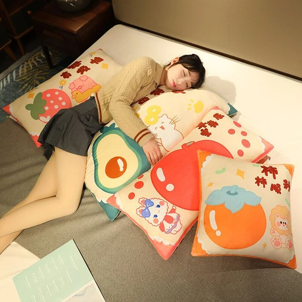 Meyve Desenli Dekoratif Yastık - Fude Niuyou (Kare) 40x40cm - Resim 3