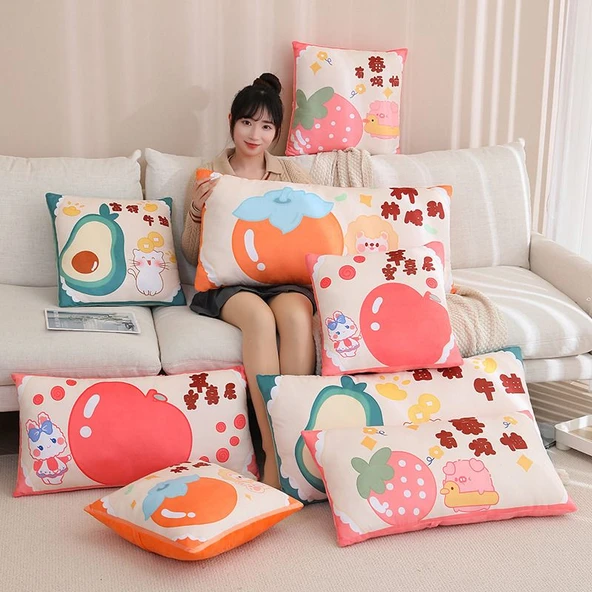 Meyve Desenli Dekoratif Yastık - Fude Niuyou (Kare) 40x40cm - Resim 2