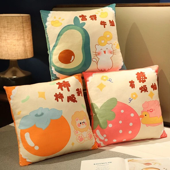 Meyve Desenli Dekoratif Yastık - Fude Niuyou (Kare) 40x40cm - Resim 5