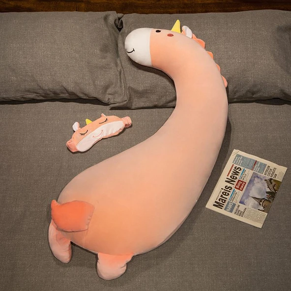 Çizgi Film Hayvan Uzun Yastık Minder - Unicorn 70cm