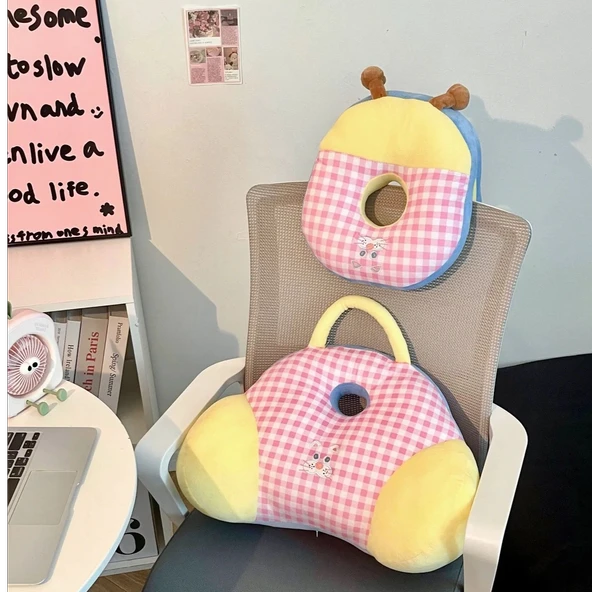 Dopamin Uykucu Peluş Yastık - Yeşil Ekose - 30x27x17cm - 9