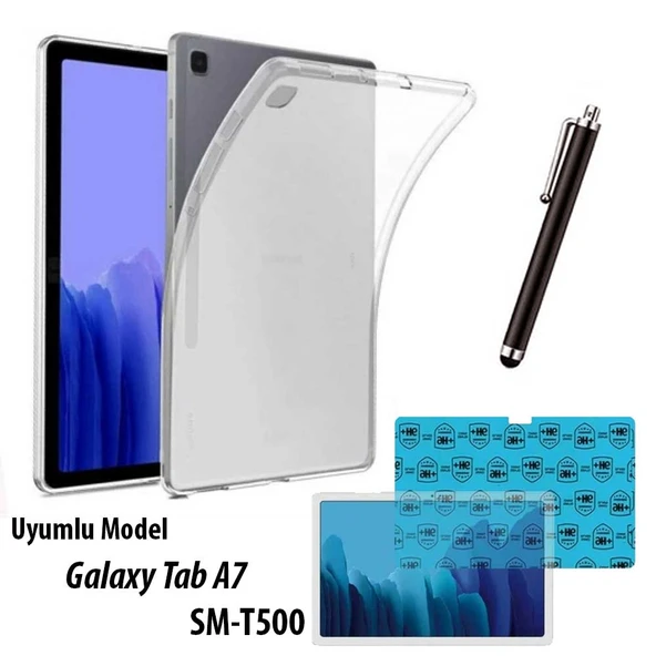 Samsung Galaxy Tab A7 T500 / T505 / T507 Uyumlu Şeffaf Kılıf Cam Kalem Set ürün görseli 1