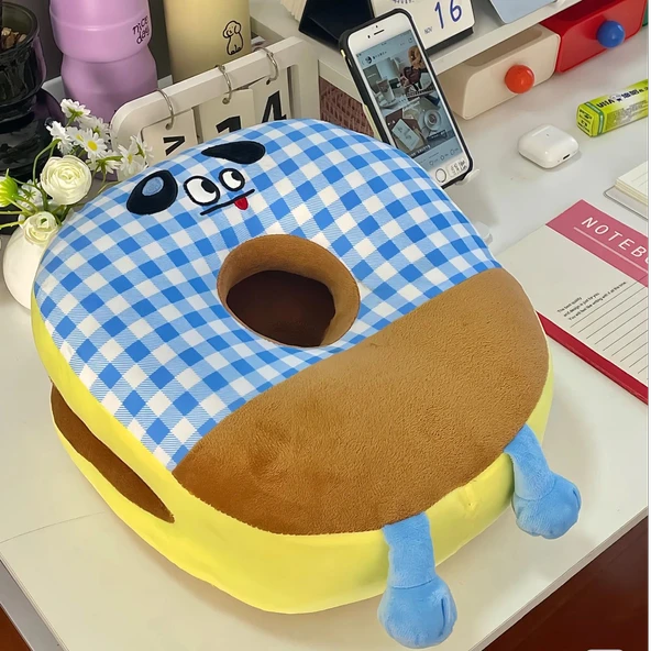 Dopamin Uykucu Peluş Yastık - Yeşil Ekose - 30x27x17cm - 11
