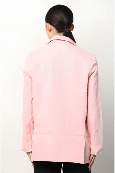 pembe  pamuk blazer ceket kadın - 3