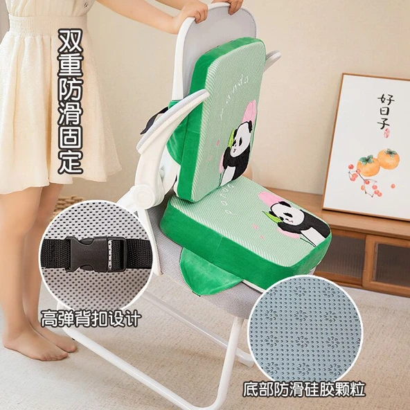 Modern Peluş Kare Lale Yeşili Panda Minder - 40x40x10cm - 4