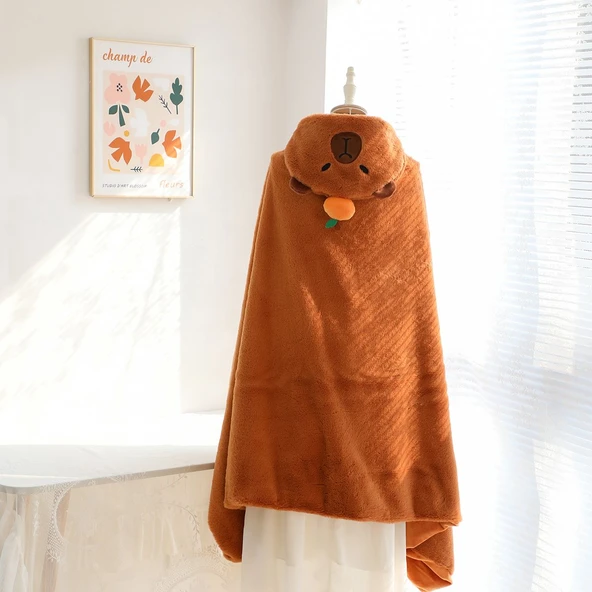Çizgi Film Desenli Klima Örtüsü Şal Battaniye - Şaşı Beaver 100x170cm - 11