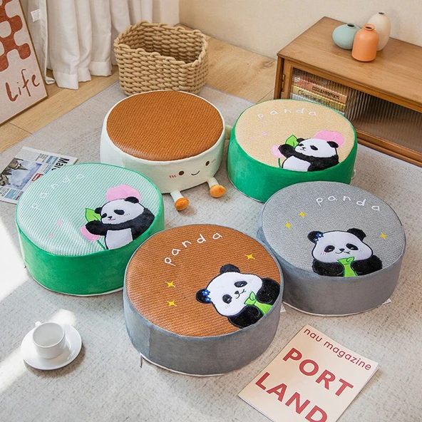 Modern Peluş Kare Kahverengi Panda Minder - 40x40x10cm - 9