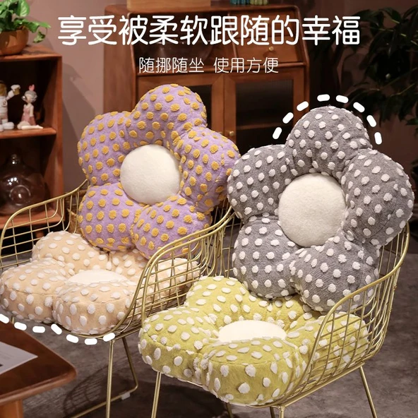 Kuzu Yünü Popcorn Minder - Sarı 45x45x10cm - 6