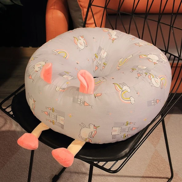 Baskılı Puf Minder Koltuk Peluş Oyuncak - Unicorn 48x48cm
