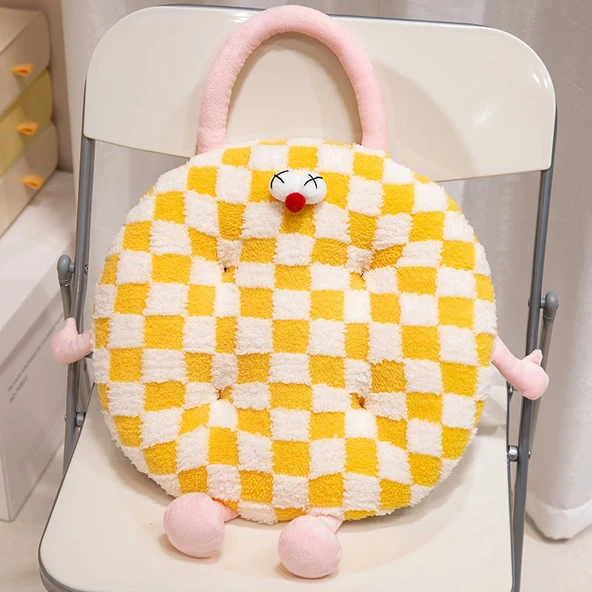 Yuvarlak Pembe Kuzu Yünü Minder - 38cm - 8