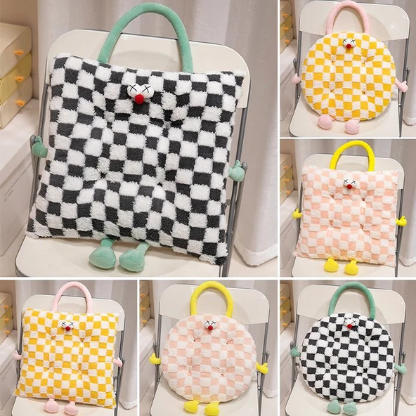 Yuvarlak Pembe Kuzu Yünü Minder - 38cm - 9