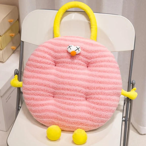 Yuvarlak Pembe Kuzu Yünü Minder - 38cm - 5
