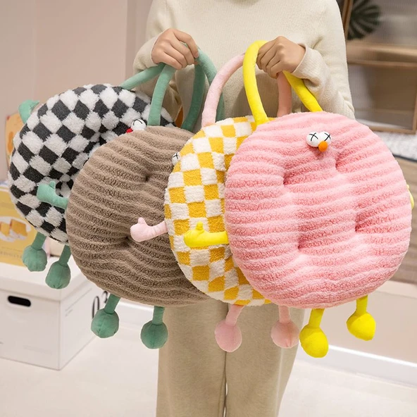 Yuvarlak Pembe Kuzu Yünü Minder - 38cm - 7