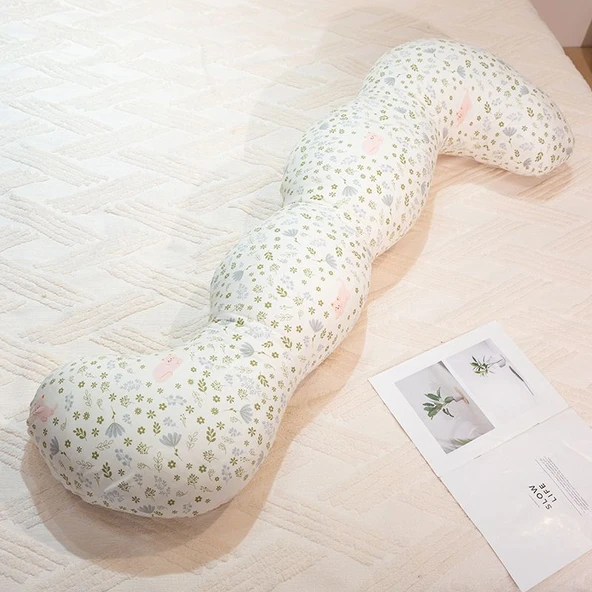 Çiçek Desenli Pamuklu Bacak Yastığı - Çiçek Kedi - 130cm
