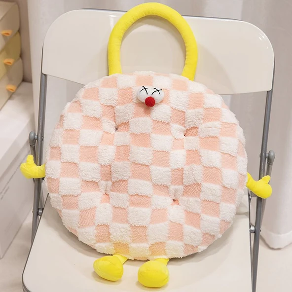 Yuvarlak Pembe Kuzu Yünü Minder - 38cm - 10