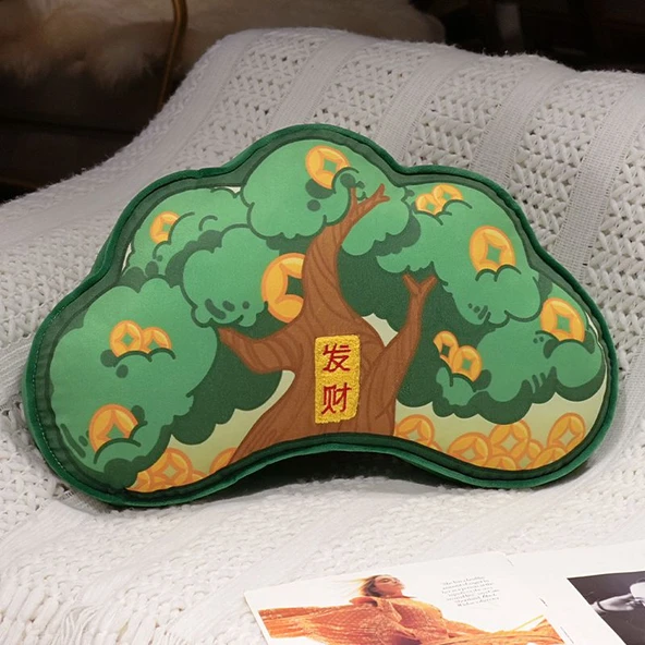 Feng Shui Peluş Yastık - Fa Cai Shu (Para Ağacı) 50x30 cm