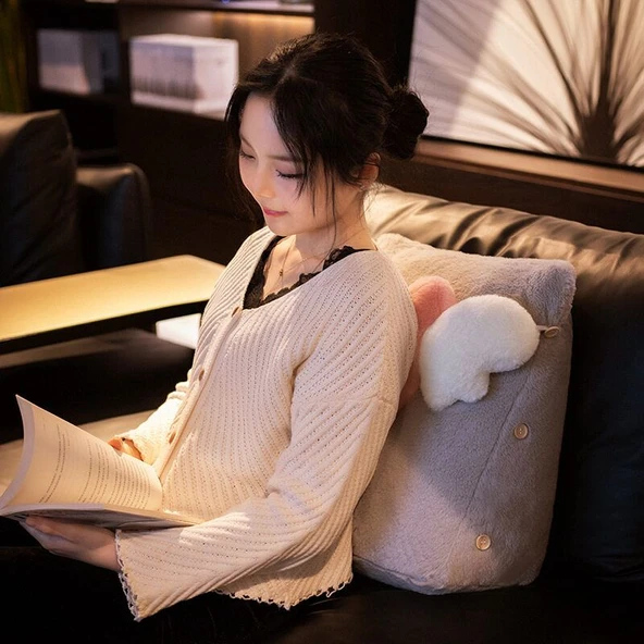 Üçgen Peluş Yastık - Mavi Roket - 45x20x42cm - Resim 11